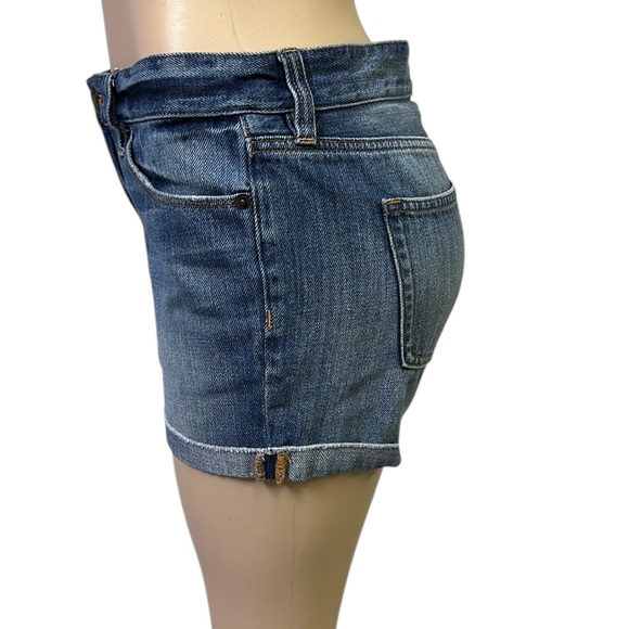 J Crew Mid Rise Denim 5 Pocket Cuffed Raw Hem Blue Jean Shorts Womens 27 - Picture 5 of 9